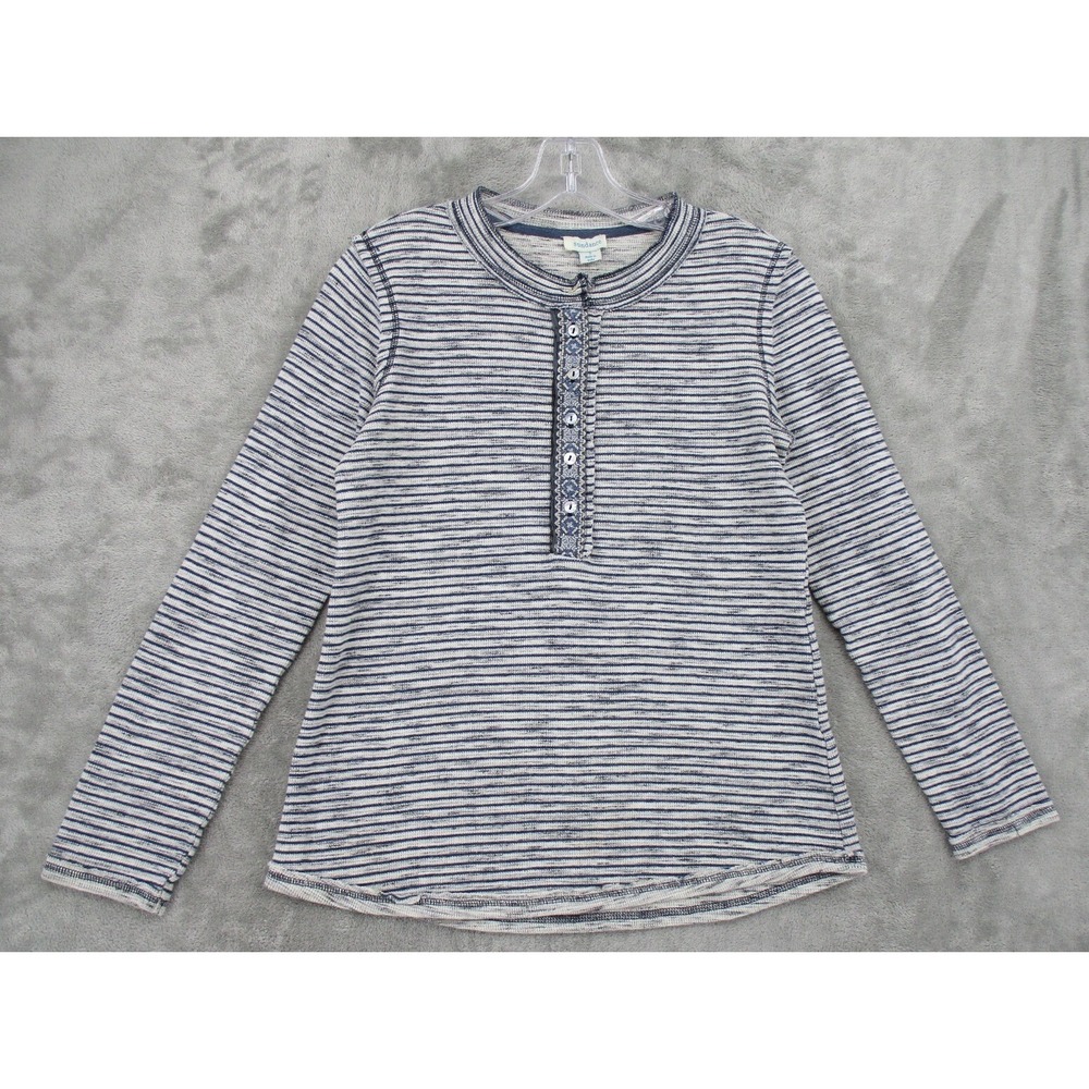 Sundance Shirt Womens Size S Striped Navy Blue Cool Escape Henley Nautical Navy